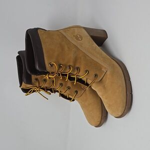 Timberland Women's Tillston 6 inch Heel Wheat Leather Boots Style A1KJH Size 9.5
